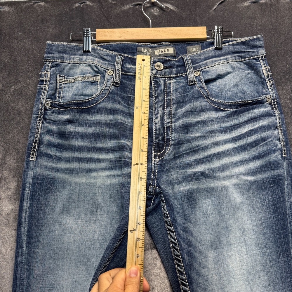 BKE Jake Jeans Mens 36R Blue Cotton Blend Straight Leg Mid Rise Light Wash Denim - Picture 9 of 12